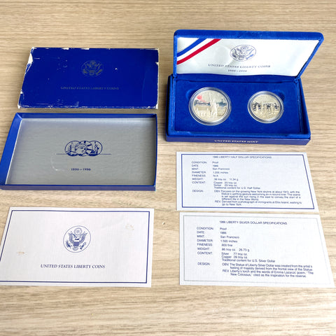 1986 S Statue of Liberty Centennial commemorative proof 2 coin set in original box