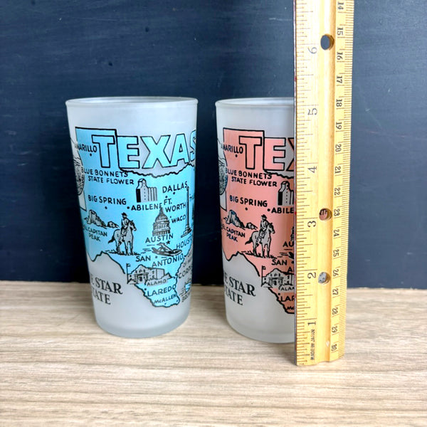 Vintage 1950s frosted glass Texas souvenir tumblers –  map design, Set of 2 - NextStage Vintage