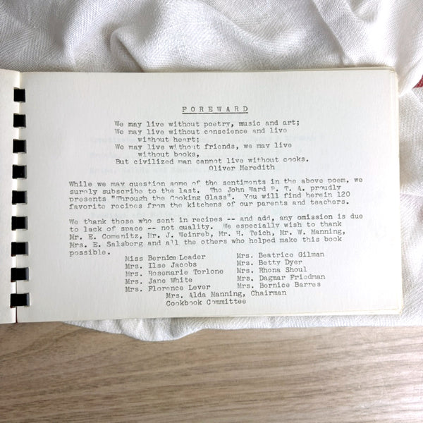 Vintage 1970s community cookbook – Through the Cooking Glass by John Ward PTA Newton MA – 120 Recipes - NextStage Vintage
