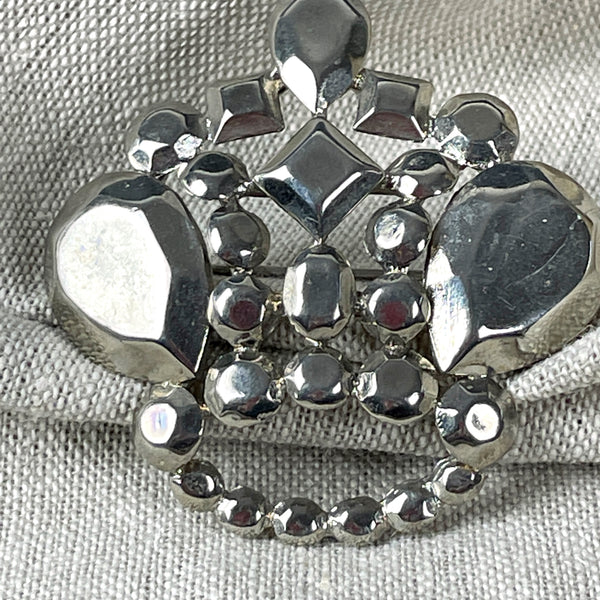 Vintage Trifari silver tone crown brooch