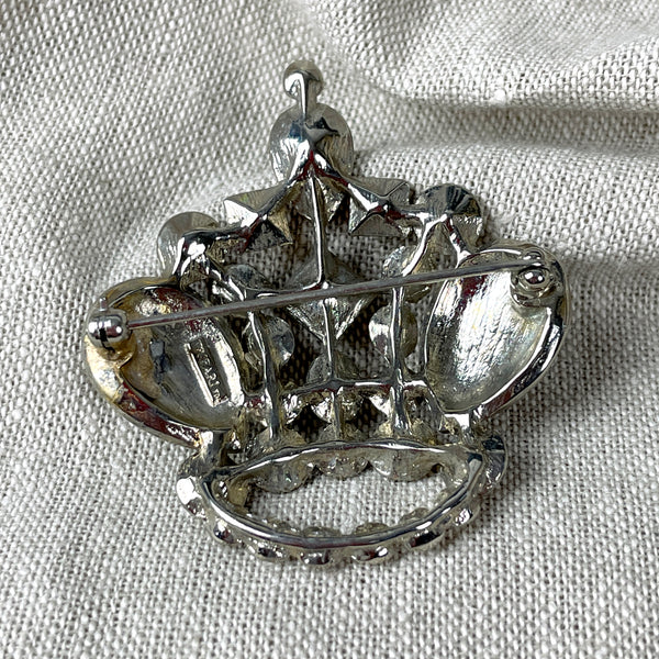 Vintage Trifari silver tone crown brooch