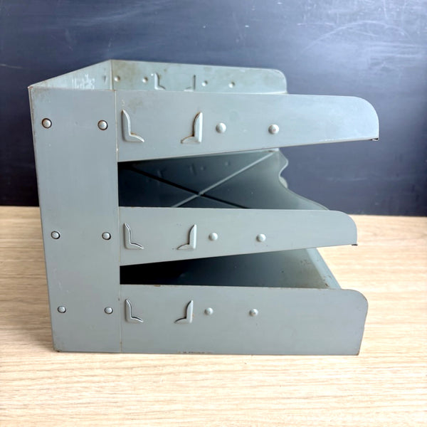 Vintage Vertiflex metal 3 tier filing tray - wall mount or stand - NextStage Vintage