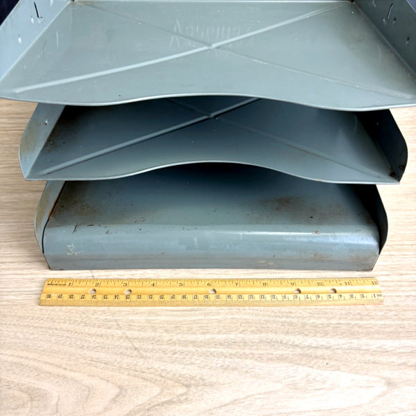 Vintage Vertiflex metal 3 tier filing tray - wall mount or stand - NextStage Vintage