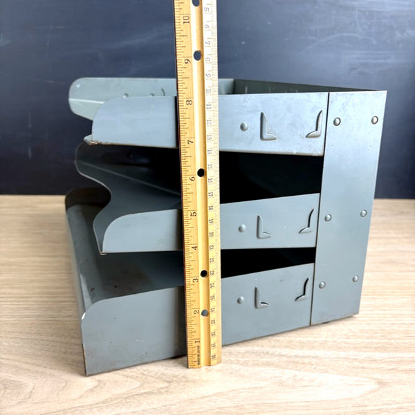 Vintage Vertiflex metal 3 tier filing tray - wall mount or stand - NextStage Vintage
