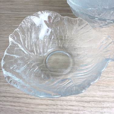 Viking heavy clear glass cabbage leaf salad bowls - set of 6 - vintage tableware - NextStage Vintage