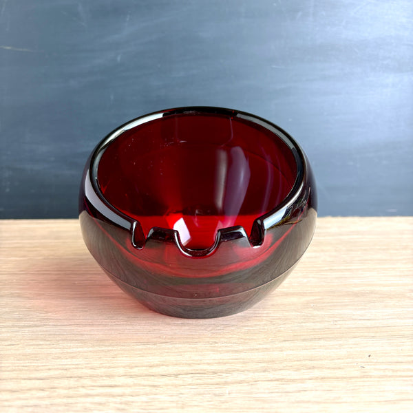 Viking ruby red 6" orb ashtray - 1960s vintage - NextStage Vintage