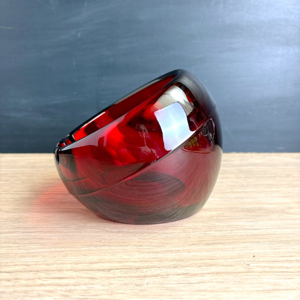 Viking ruby red 6" orb ashtray - 1960s vintage - NextStage Vintage