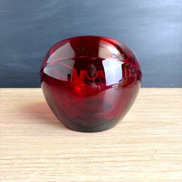 Viking ruby red 6" orb ashtray - 1960s vintage - NextStage Vintage