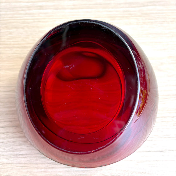 Viking ruby red 6" orb ashtray - 1960s vintage - NextStage Vintage