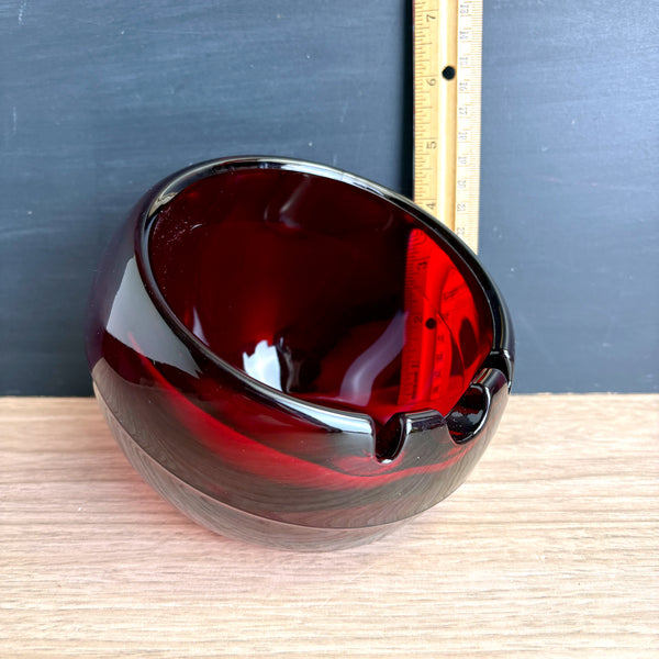 Viking ruby red 6" orb ashtray - 1960s vintage - NextStage Vintage