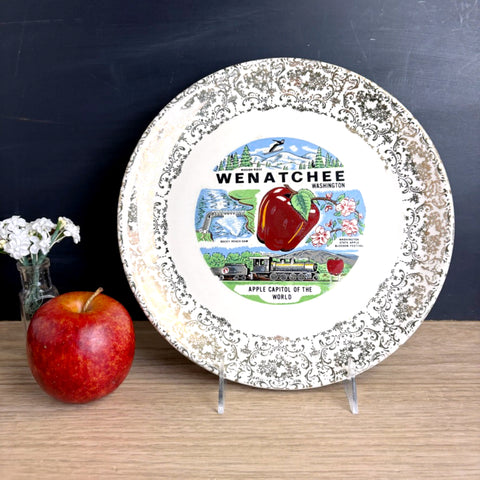 Wenatchee, Washington state souvenir plate - mid century vintage road trip souvenir