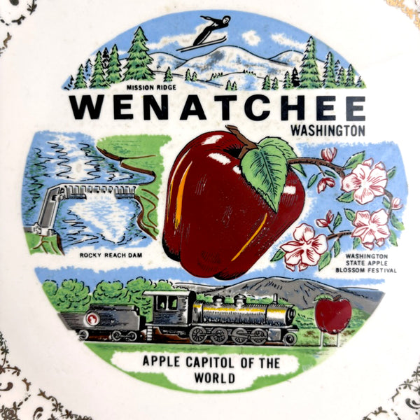 Wenatchee, Washington state souvenir plate - mid century vintage road trip souvenir