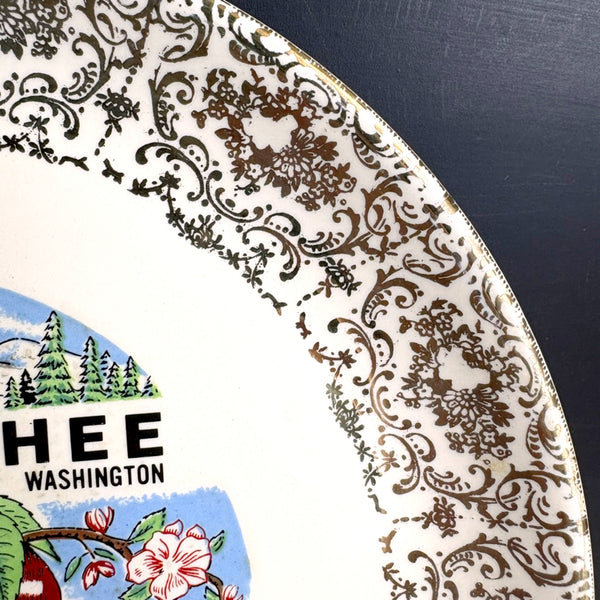 Wenatchee, Washington state souvenir plate - mid century vintage road trip souvenir