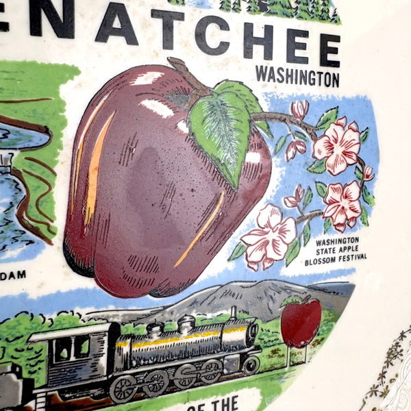 Wenatchee, Washington state souvenir plate - mid century vintage road trip souvenir