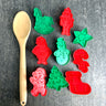 9 vintage Wilton imprint Christmas cookie cutters – red & green plastic - 1992 - NextStage Vintage