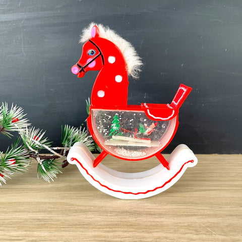 Kurt Adler Christmas rocking horse snow globe ornament - NextStage Vintage