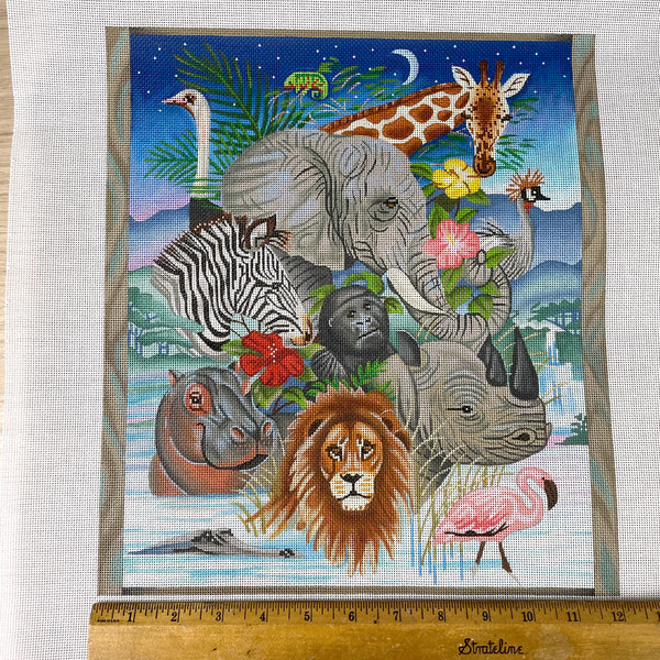 Liz Goodrick-Dillon African Safari handpainted needlepoint canvas AP-321 - NextStage Vintage