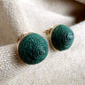 Akola dark green braided raffia dome stud earrings - NextStage Vintage