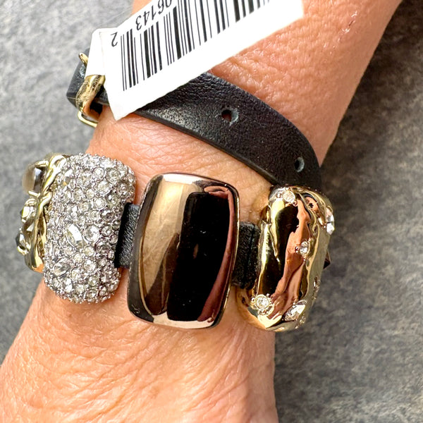 Alexis Bittar crystal & goldtone leather wrap bracelet - NWT $295 - NextStage Vintage