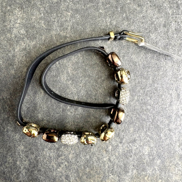 Alexis Bittar crystal & goldtone leather wrap bracelet - NWT $295 - NextStage Vintage