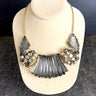 Alexis Bittar gray lucite and crystal cluster goldtone statement necklace - NextStage Vintage