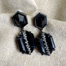 Alexis Bittar black marbled lucite and pavé dangle earrings - post pierced - NextStage Vintage