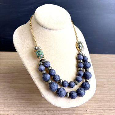 Alexis Bittar blue stone bead statement necklace - NextStage Vintage