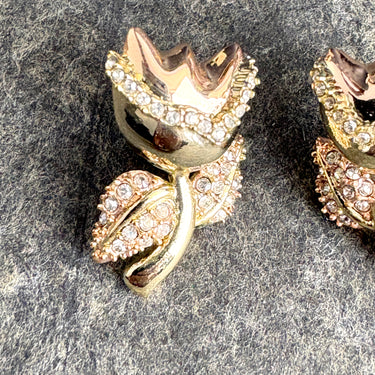 Alexis Bittar goldtone and crystal tulip stud pierced earrings - NextStage Vintage