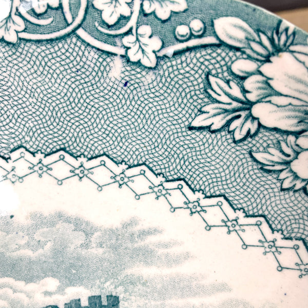 Teal transferware Alhambra England platter - antique china - NextStage Vintage