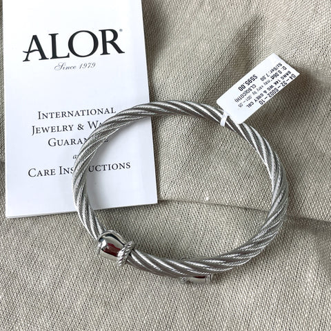 ALOR 14k white gold and grey cable bangle - size 7 - new - NextStage Vintage