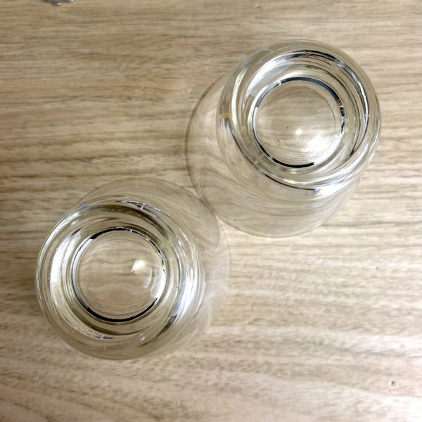 Hammered aluminum and glass condiment set - vintage serving set