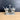 Hammered aluminum and glass condiment set - vintage serving set