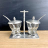 Hammered aluminum and glass condiment set - mid century serving set - NextStage Vintage