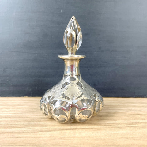 Alvin fine sterling overlay perfume bottle - antique c1893 - NextStage Vintage