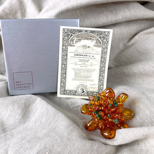 Baltic amber flower brooch by Vessel International - NextStage Vintage