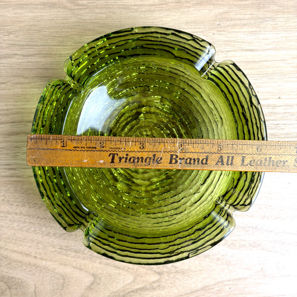 Anchor Hocking Soreno avocado green glass ashtray - 6.25" - 1960s vintage