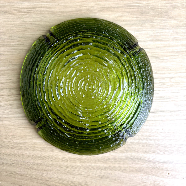 Anchor Hocking Soreno avocado green glass ashtray - 6.25" - 1960s vintage