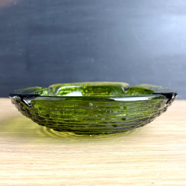 Anchor Hocking Soreno avocado green glass ashtray - 6.25" - 1960s vintage