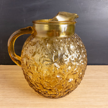 Anchor Hocking Milano Honey Gold Ball Pitcher 96 oz 1960s vintage
