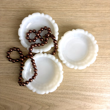 Vintage Anchor Hocking W142 milk glass small ashtrays trinket coaster - set of 3 - 1950s - 1960s - NextStage Vintage