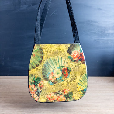 Angela Frascone Resin Handbag Floral Fan Motif 1990s Vintage Wearable Art Purse