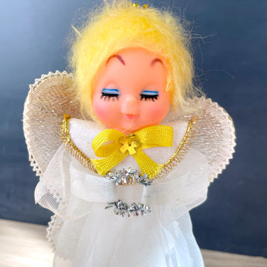 Treetop angel and 15 angel ornaments - plastic heads - 1960s vintage - NextStage Vintage
