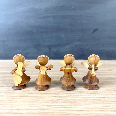 Wooden angel musicians - set of 4 - vintage miniatures - NextStage Vintage