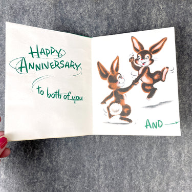 Vintage 1950s pop-up bunny anniversary greeting card - used Norcross card - NextStage Vintage