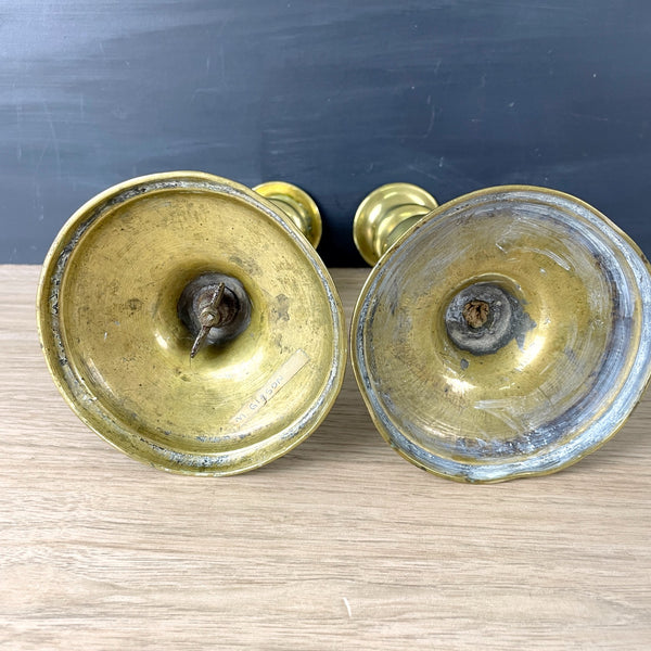 19th century English brass candlesticks - a pair - NextStage Vintage