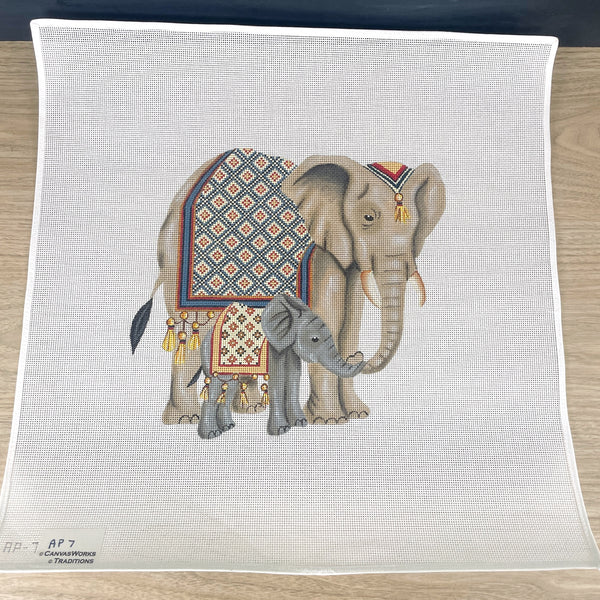 CanvasWorks Traditions elephants needlepoint canvas #AP7 - NextStage Vintage