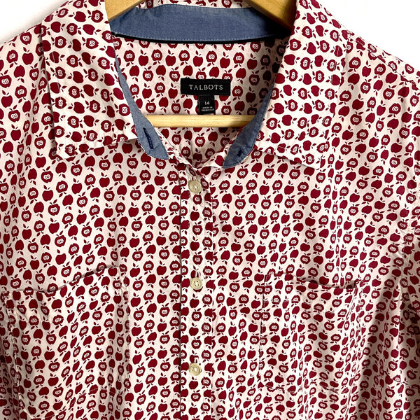 Talbots apple print button down shirt - size 14 - NextStage Vintage