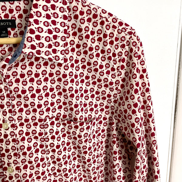Talbots apple print button down shirt - size 14 - NextStage Vintage