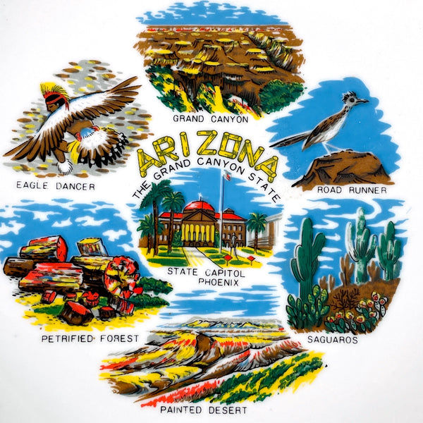 Arizona state souvenir plate - 1960s road trip souvenir - NextStage Vintage
