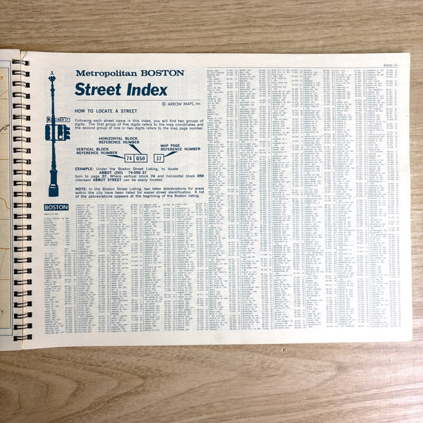 Arrow Street Map Atlas Metropolitan Boston - 1973 map book